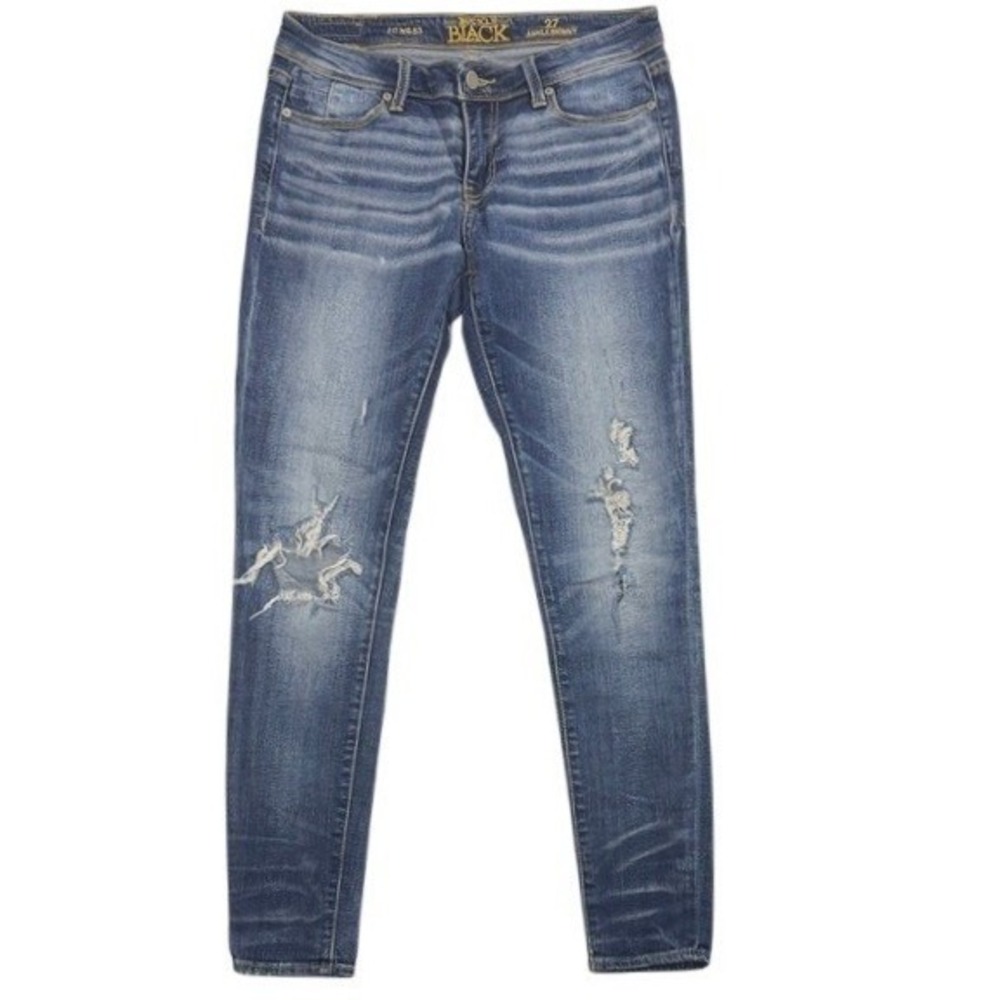 Buckle Black Fit No 53 Ankle Skinny Jean Women 27 Distressed Blue Denim Mid Rise